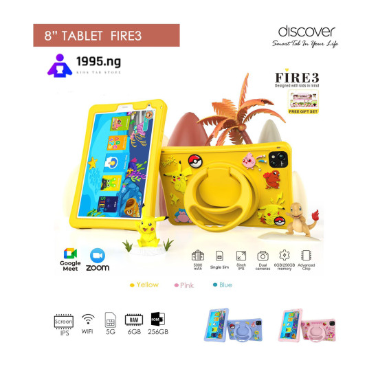 Discover  Fire 3  Educational Kids Tablet 8 Inches 6GB RAM 256GB