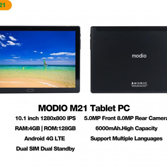 Modio M21 Android Tablet PC 4GB 128GB 